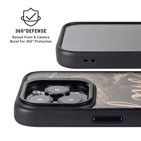 Love Rose Gold Black iPhone 15 Pro Kickstand Case